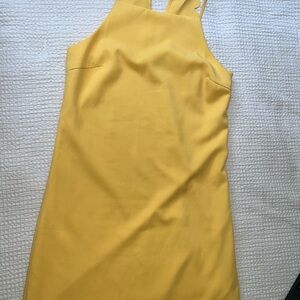 Skies Are Blue Yellow Halter Sheath Mini Dress